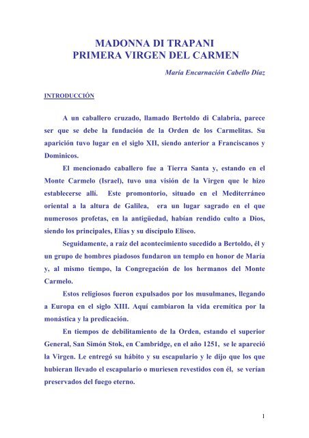 Texto Virgen del Carmen - Trapani Nostra