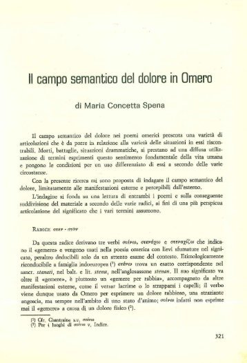 Il campo semantico del dolore in Omero - Trapani Nostra