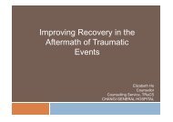 Improving Recovery in the Aftermath of Traumatic Events