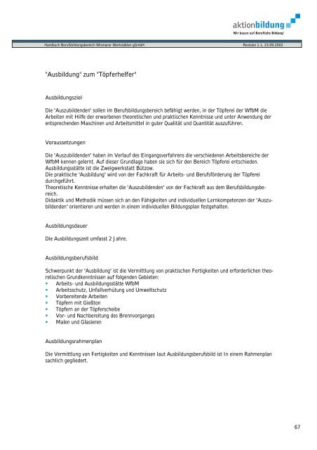 Handbuch für den Berufsbildungsbereich der ... - aktionbildung