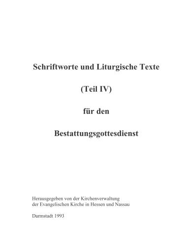 für den Bestattungsgottesdienst - Evangelische Kirchengemeinde ...