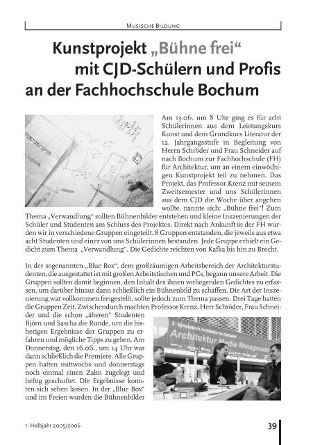 mit CJD-Schülern und Profis an der Fachhochschule Bochum