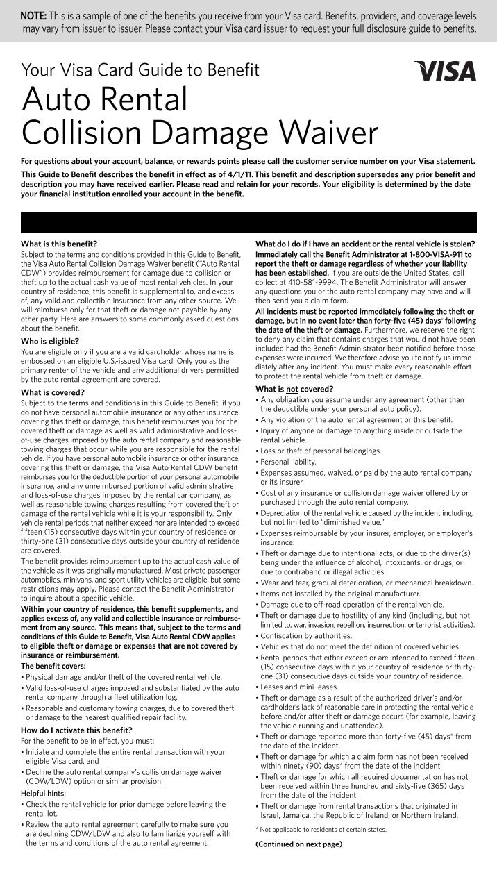 Collision Damage Waiver Insurance For Car Rentals 9 free Magazines from TRAVISCU.ORG