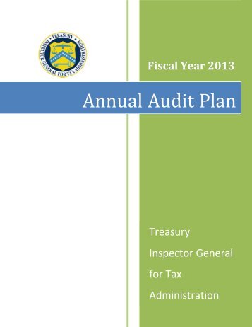 FY 2013 Annual Audit Plan - Department of the Treasury