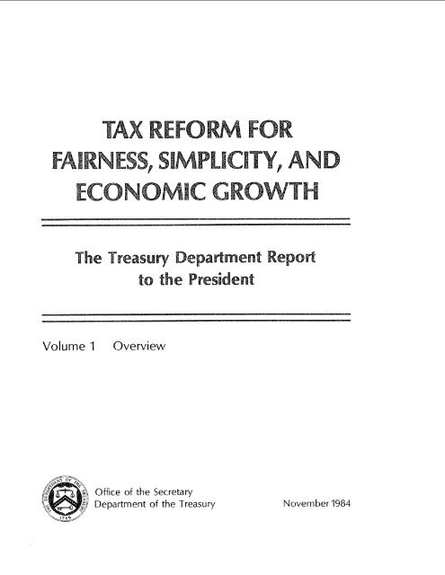 Tax Reform for Fairness, Simplicity and Economics Growth