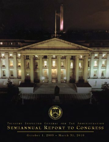 TIGTA Semiannual Report to Congress - Department of the Treasury