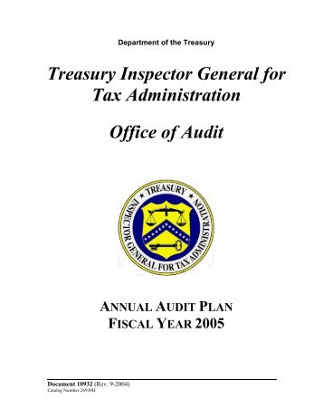 Annual Audit Plan -- FY2005 - Department of the Treasury