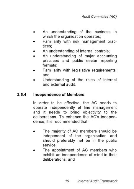 Treasury Internal Audit Framework Revised ... - National Treasury