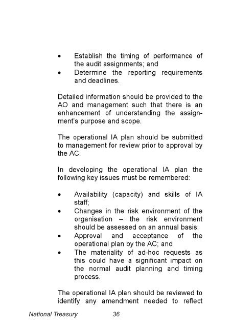 Treasury Internal Audit Framework Revised ... - National Treasury