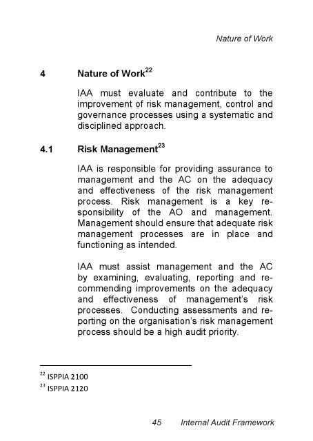 Treasury Internal Audit Framework Revised ... - National Treasury