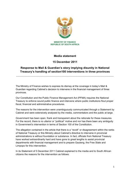 Press Release - National Treasury