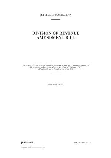 Division of Revenue Amendment Bill, 2012 - National Treasury