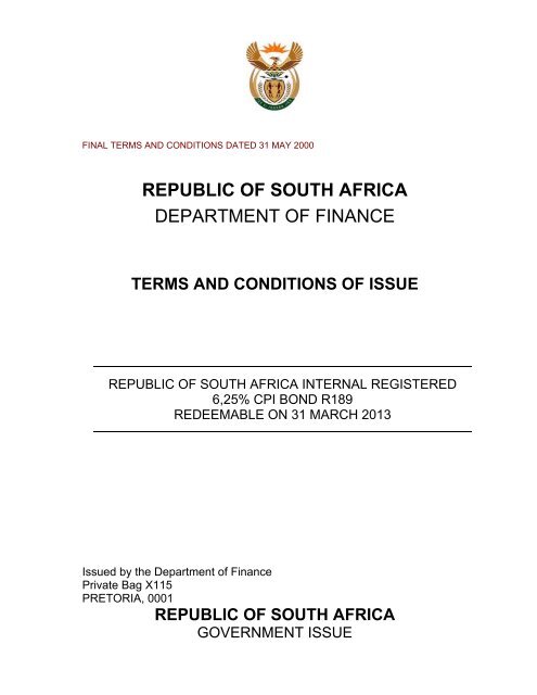 Republic of South Africa Internal Registered 6 ... - National Treasury
