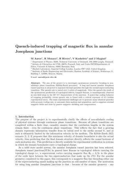 Quench-induced trapping of magnetic flux in annular Josephson ...
