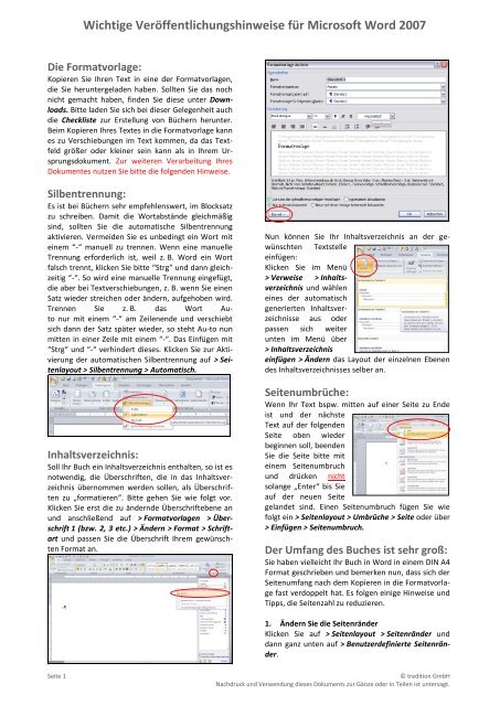 Wichtige VerÃ¶ffentlichungshinweise fÃ¼r Microsoft Word ... - Tredition