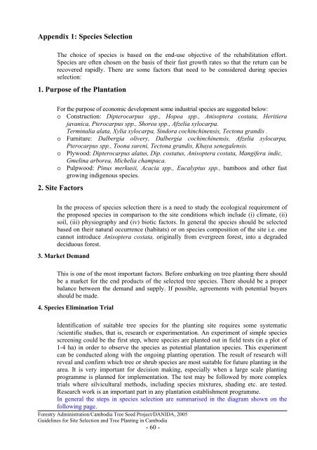 Species Selection - Cambodia Tree Seed Project