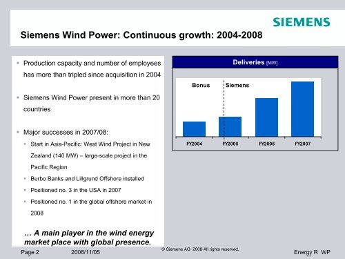 Siemens Wind Power: Technical Developments