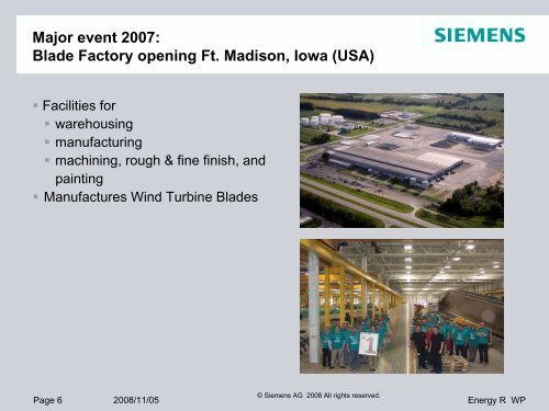 Siemens Wind Power: Technical Developments