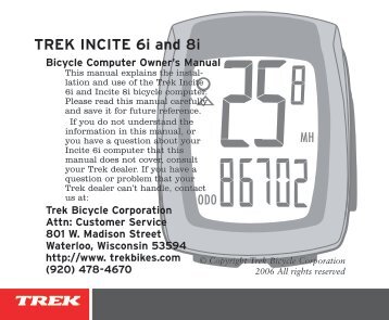 TREK INCITE 6i and 8i - Trek Bicycle Corporation