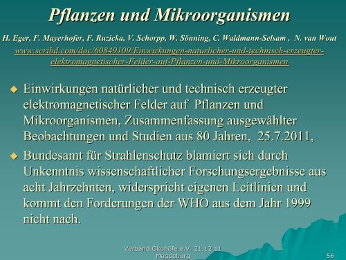 Wie gefährlich ist Elektrosmog für Nutztiere, Kulturpflanzen und - Bund