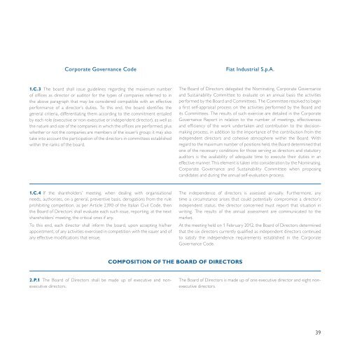 Annual Report on Corporate Governance (February ... - FIAT Industrial