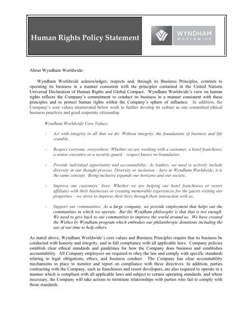 Human Rights Policy Statement