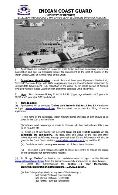 Advertisement - Indian Coast Guard