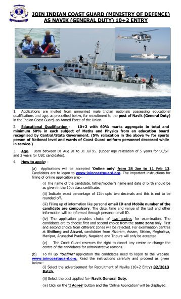 as navik (general duty) - Indian Coast Guard