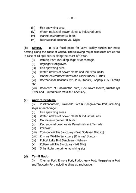 eastern region oil spill disaster contingency plan - Indian Coast Guard