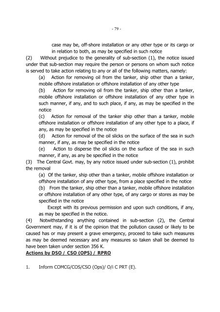 eastern region oil spill disaster contingency plan - Indian Coast Guard