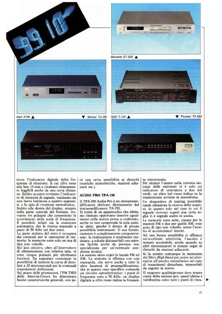 Sintonizzatori Amcron-Crown FM TWO, Audio Pro TPA-150, Grundig ...