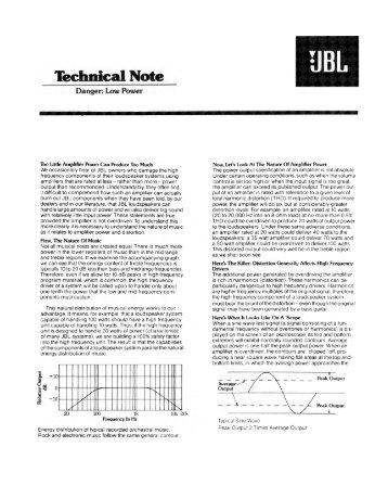 JBL Technical Note - Danger, Low Power