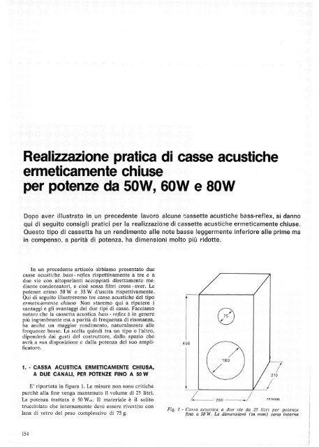 Realizzazione pratica di casse acustiche ermeticamente chiuse per ...