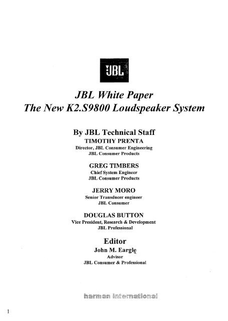 JBL - K2 S9800 - White Paper (english) (2001).