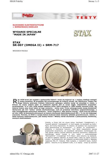 STAX SR-007 (OMEGA II) + SRM-717 - Grobel Audio - Dystrybutor ...