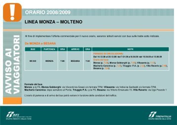 linea monza – molteno orario 2008/2009 - Trenitalia
