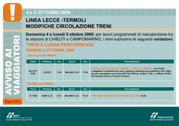 linea lecce -termoli modifiche circolazione treni - Trenitalia