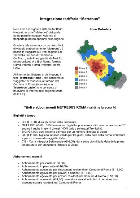 Integrazione tariffaria “Metrebus” - Trenitalia