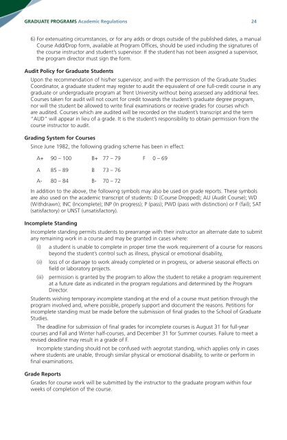 Graduate academic calendar 2012 - 2013 - Trent University