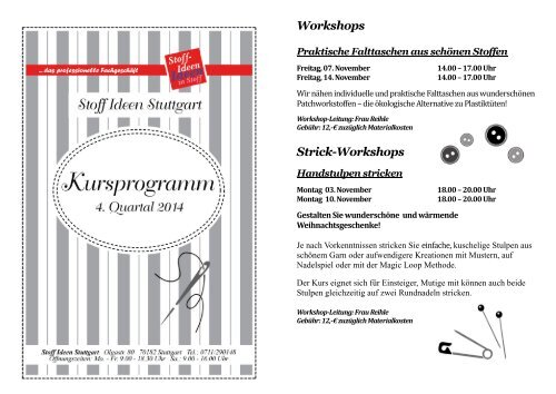 Stuttgart Kursprogramm 4. Quartal 2014