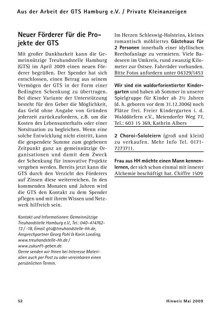 Ausgabe 05/2009 - Gemeinnützige Treuhandstelle Hamburg e.V.