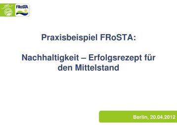 Praxisbeispiel FRoSTA: Nachhaltigkeit ... - CSR in Deutschland