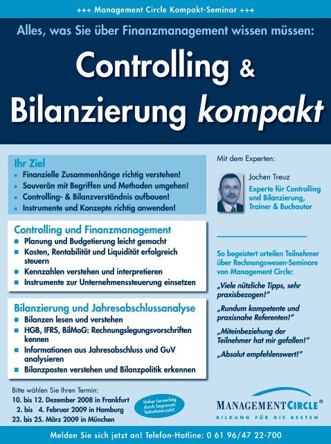 Seminar: Controlling & Bilanzierung kompakt - Management Circle AG