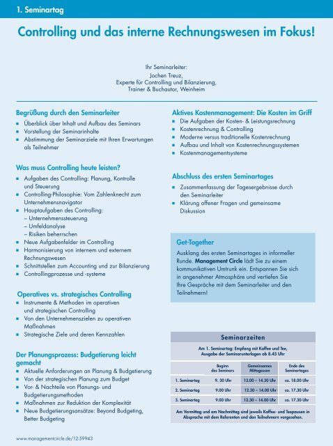 Seminar: Controlling & Bilanzierung kompakt - Management Circle AG