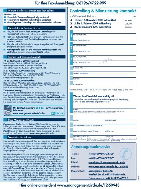 Seminar: Controlling & Bilanzierung kompakt - Management Circle AG