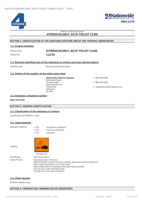 nw11270 hydrochloric acid toilet clnr hydrochloric acid toilet clnr ...