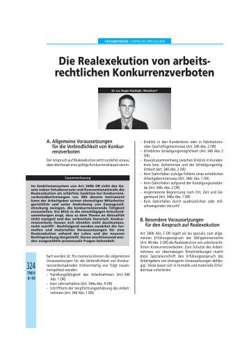 Die Realexekution von arbeitsrechtlichen Konkurrenzverboten - Trex