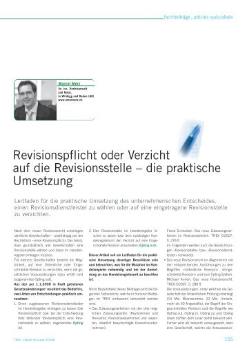 Revisionspflicht oder Verzicht auf die Revisionsstelle â die ... - Trex