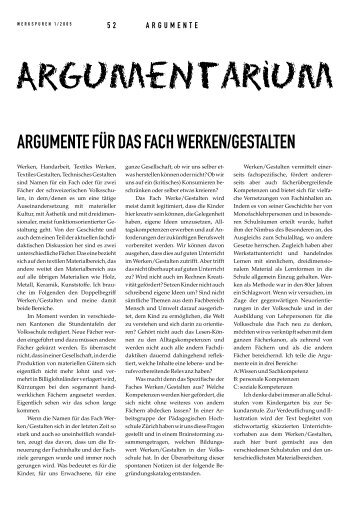 ARGUMENTARIUM für das Fach WERKEN/GESTALTEN - Schweiz ...