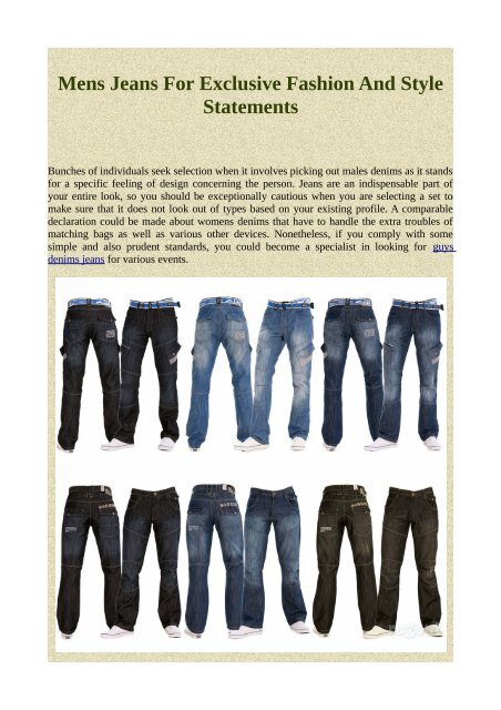 Mens Jeans For Exclusive Fashion And Style Statements